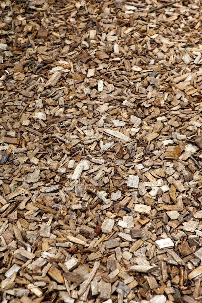Shredded material to feed the soil for the plantations